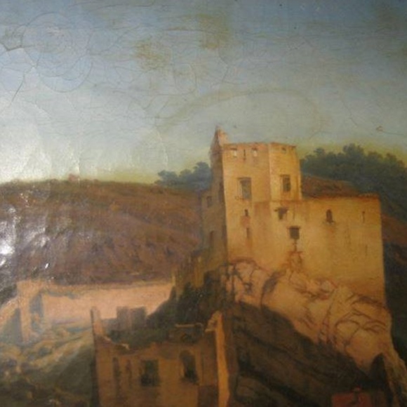 N/A>> 19th C. o/c Landscape with Castle - Picture 6 of 8